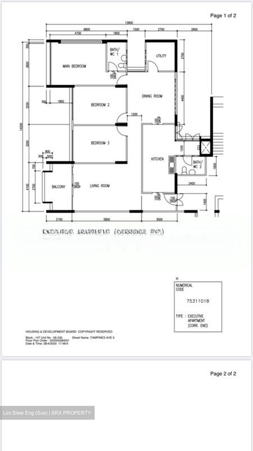 Blk 147 Tampines Avenue 5 (Tampines), HDB Executive #591224591